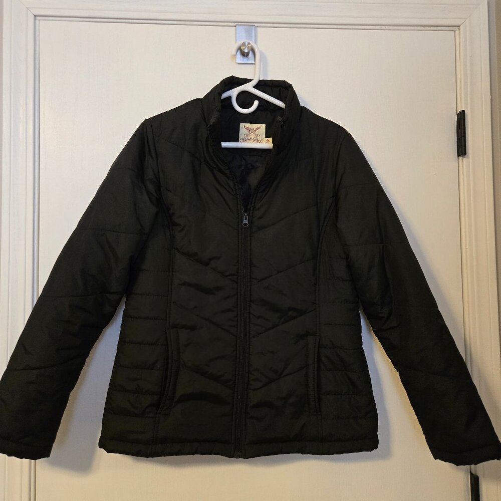 🖤 Faded Glory "Rich Black" Quilted Puffer Jacket - Size M (8-10) 🖤
